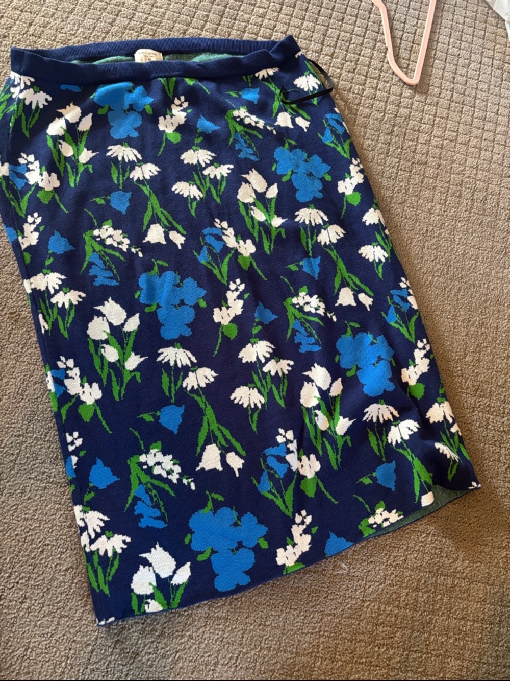 kate spade Navy Floral Midi Skirt with Blue & White Blooms
